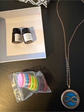 Infinity 'Love' Locket Pendant Necklace with Blue Accent